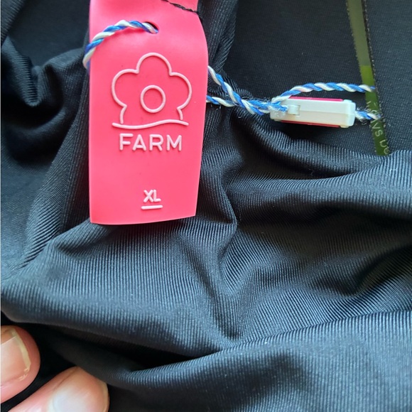 NEW Farm Rio Made In Brazil Black Leaf One-piece High Neck Swimsuit XL - Picture 7 of 11